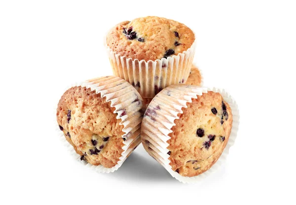 Doce Muffins Mirtilo Fundo Branco — Fotografia de Stock