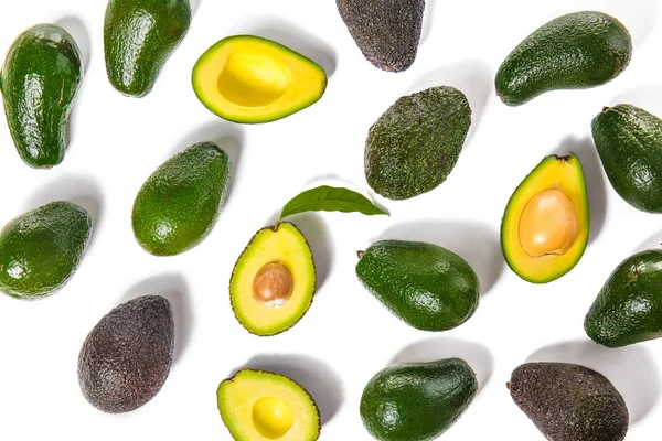 Ripe Fresh Avocados White Background — Stock Photo, Image