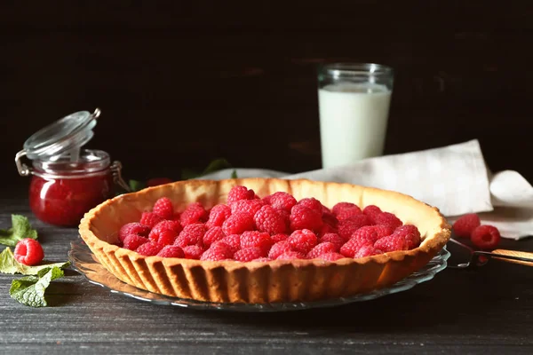 Tasty Homemade Raspberry Pie Table — Stock Photo, Image