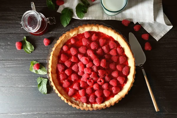 Tasty Homemade Raspberry Pie Table — Stock Photo, Image