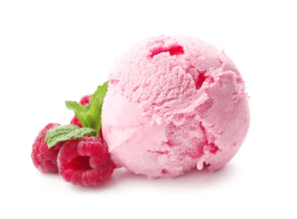 Delicious Raspberry Ice Cream White Background — Stock Photo, Image