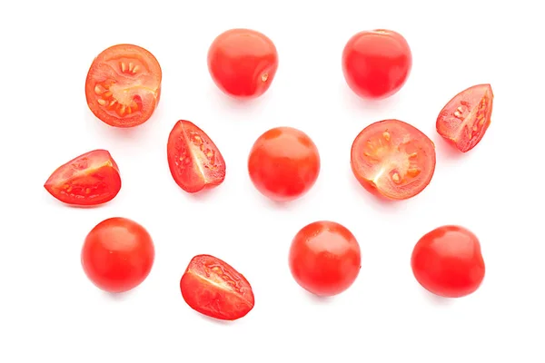Tomates Cherry Maduros Sobre Fondo Blanco —  Fotos de Stock
