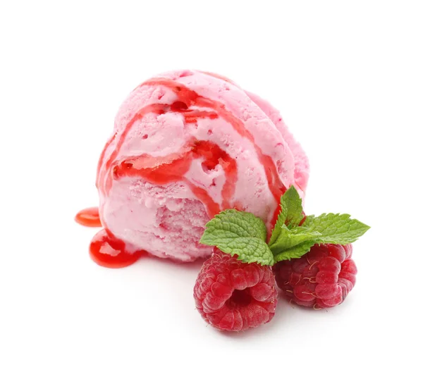 Lahodná Zmrzlina Raspberry Jam Bílém Pozadí — Stock fotografie