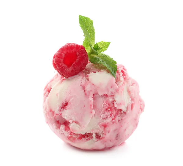 Delicious Raspberry Ice Cream White Background — Stock Photo, Image