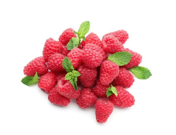 Süße Reife Himbeeren Auf Weißem Hintergrund — Stockfoto