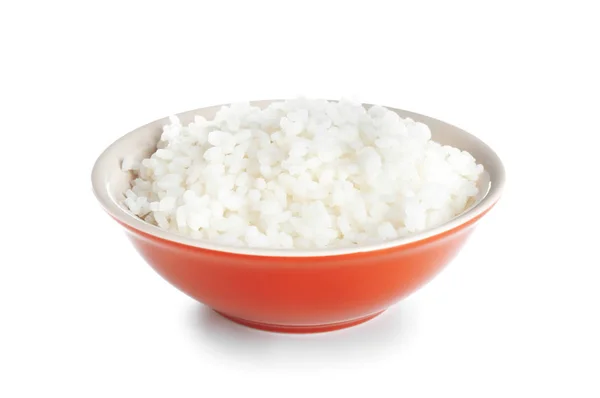 Bowl Freshly Cooked Rice White Background — Stock Photo, Image