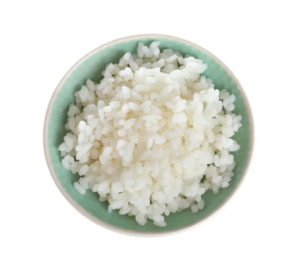 Bowl Freshly Cooked Rice White Background — Stock Photo, Image