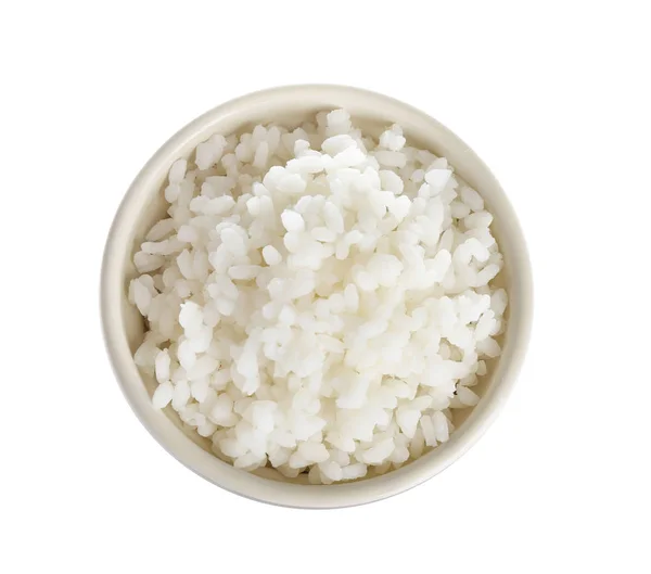 Bowl Freshly Cooked Rice White Background — Stock Photo, Image