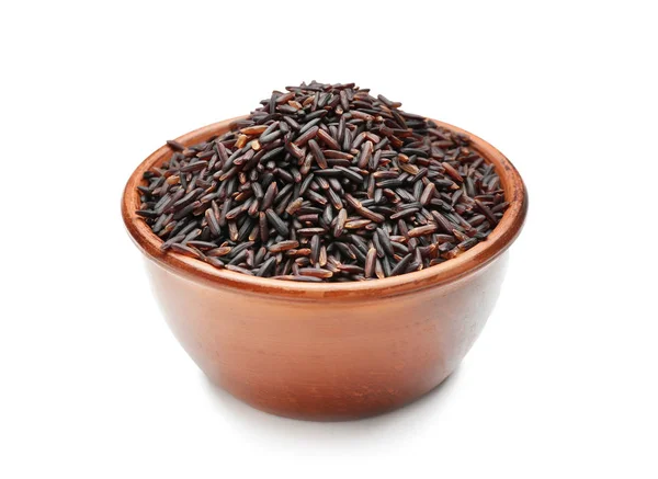 Bowl Wild Rice White Background — Stock Photo, Image