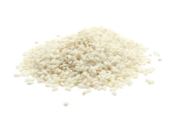 Arroz Grano Corto Sobre Fondo Blanco — Foto de Stock