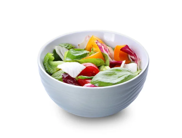 白色背景新鲜蔬菜沙拉碗 — 图库照片