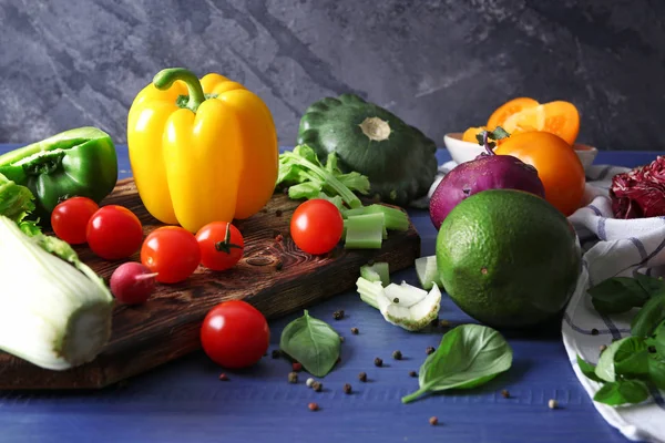 Ingredients Vegetable Salad Color Wooden Table — Stock Photo, Image