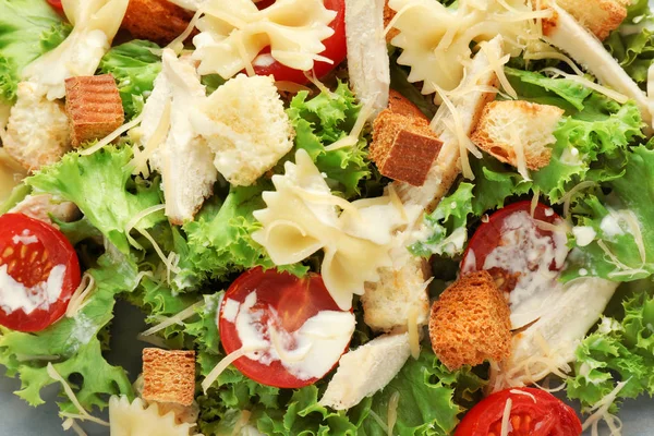 Tasty Caesar Salad Pasta Closeup — Stock Photo, Image