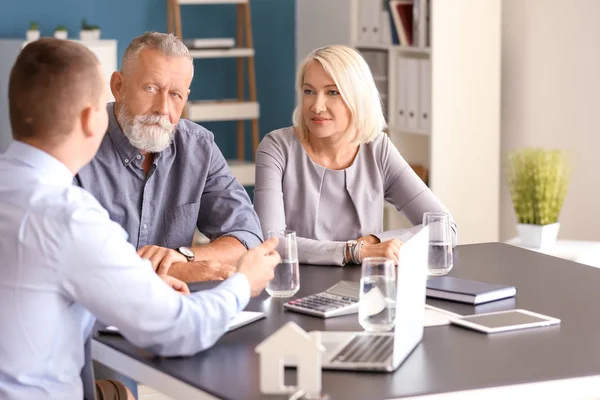 Ältere Paare Mit Immobilienmakler Büro — Stockfoto