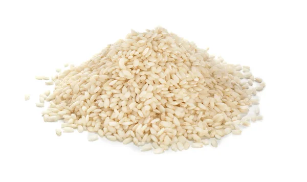 Beyaz Arka Planda Bir Yığın Pirinç — Stok fotoğraf