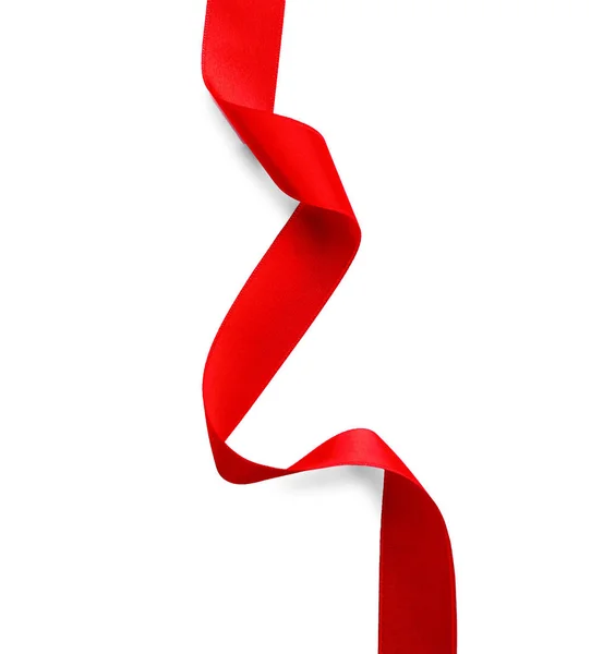 Red Ribbon White Background — Stock Photo, Image