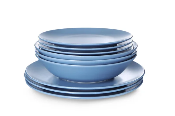 Set Clean Plates White Background — Stock Photo, Image