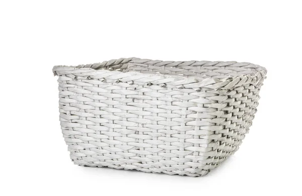 Wicker Korg Vit Bakgrund — Stockfoto