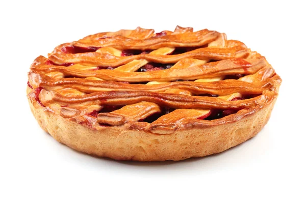 Tarte Savoureuse Aux Baies Sur Fond Blanc — Photo