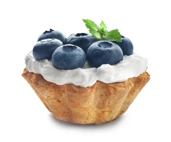 Tasty Tartlet Blueberries White Background — Stock Photo, Image