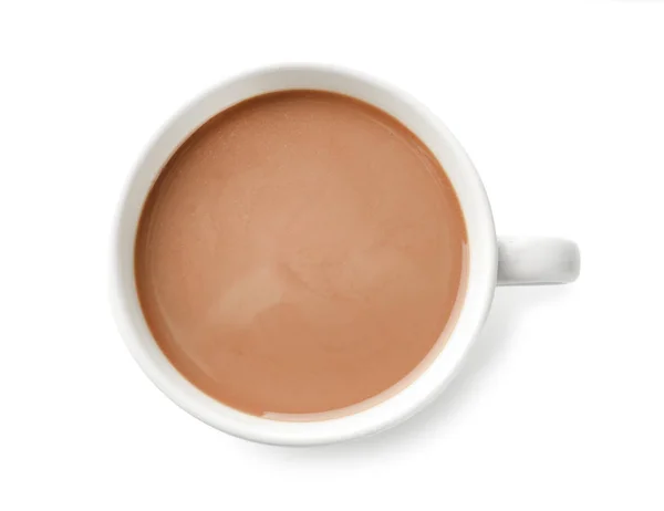 Csésze Finom Forró Kakaót Fehér Háttér — Stock Fotó