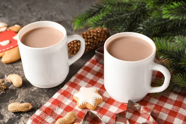 Cups Delicious Hot Cocoa Table — Stock Photo, Image