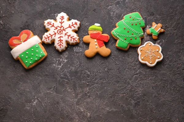 Tasty Christmas Cookies Grunge Table — Stock Photo, Image