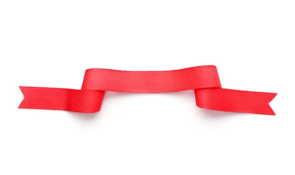 Red Ribbon White Background — Stock Photo, Image