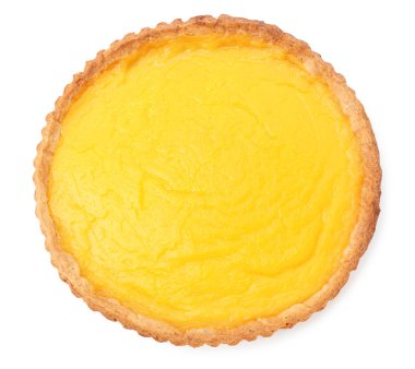 Beyaz zemin üzerine lezzetli limon pasta