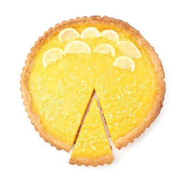 Beyaz zemin üzerine lezzetli limon pasta