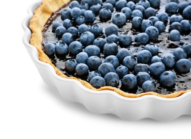 Lezzetli kek, krepteki beyaz arka planda, portre