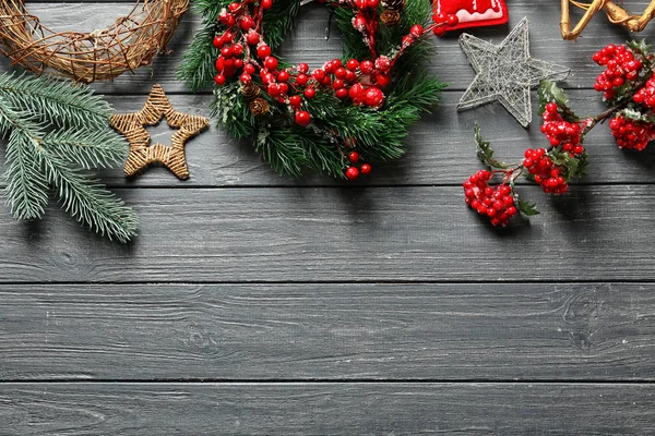 Composition Christmas Decorations Wooden Background — Stock Photo, Image