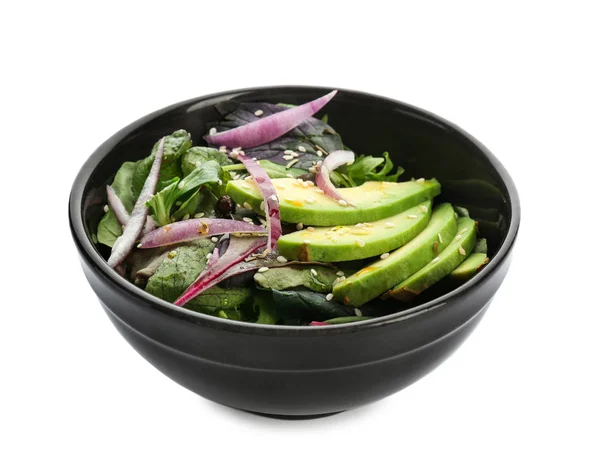 白色背景健康蔬菜沙拉碗 — 图库照片