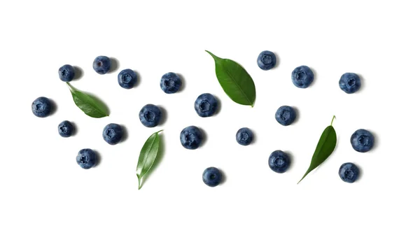 Ripe Blueberries White Background Top View — Stock Photo, Image