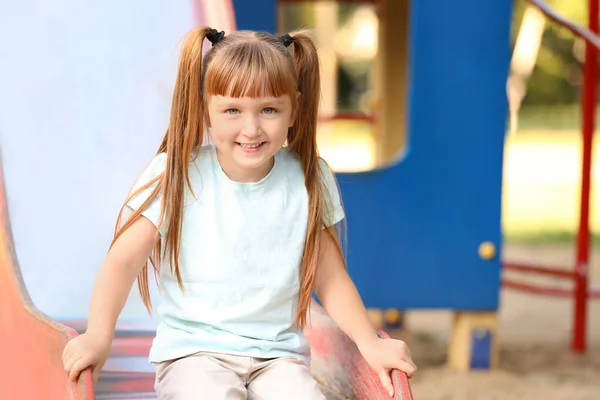 Cute Little Girl Outdoors Playground — Stock Photo, Image