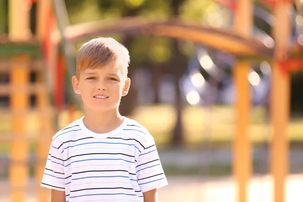 Portrait Cute Little Boy Outdoors Sunny Day — Stock Photo, Image