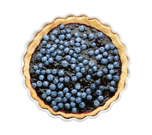 Delicious Blueberry Pie White Background — Stock Photo, Image