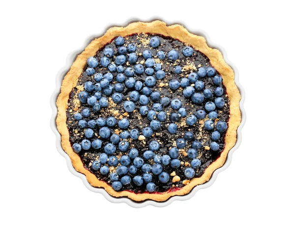 白色背景美味的蓝莓派 — 图库照片