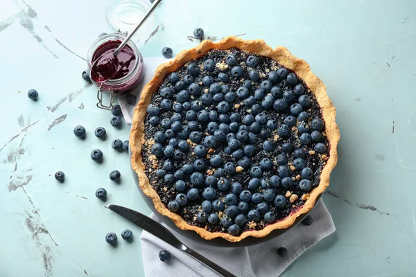 Délicieuse Tarte Aux Myrtilles Sur Table — Photo