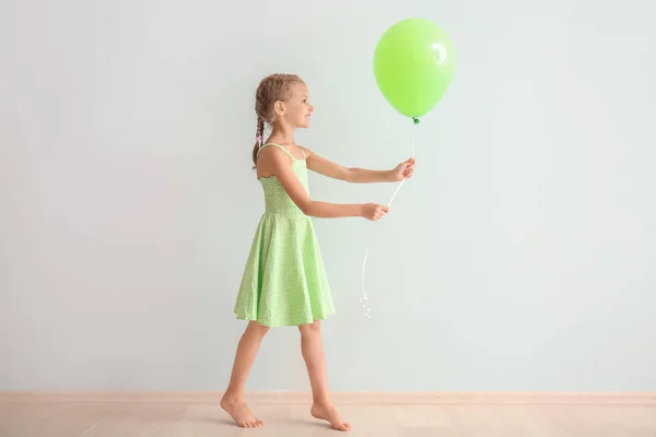 Cute Little Girl Balloon Light Wall — Stock Photo, Image