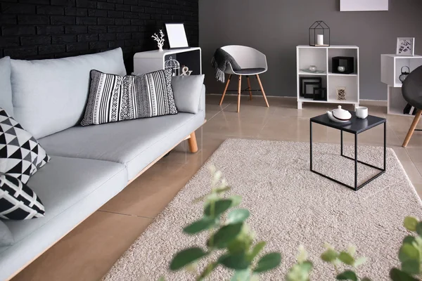 Interior Living Room Stylish Comfortable Sofa — Stock Photo, Image