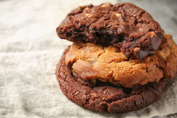 Tasty Cookies Napkin Closeup — Stock Photo, Image