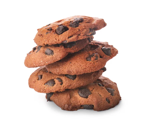 Sabrosas Galletas Chocolate Sobre Fondo Blanco — Foto de Stock