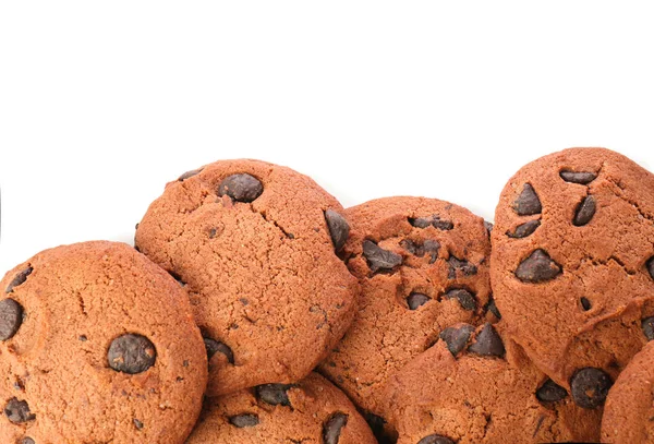 Chutné Čokoládové Cookies Bílém Pozadí — Stock fotografie
