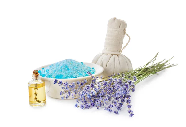 Spa Composition Beautiful Lavender White Background Stock Image