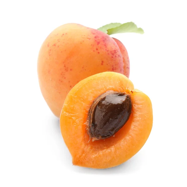 Ripe Sweet Apricots White Background — Stock Photo, Image