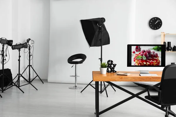 Interior Modern Photo Studio Comfortable Workplace — Stock Photo, Image