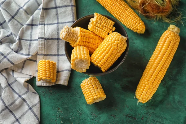 Composition Fresh Corn Cobs Table — Stock Photo, Image