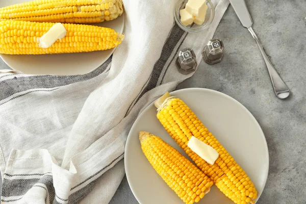 Composition Tasty Corn Cobs Table — Stock Photo, Image