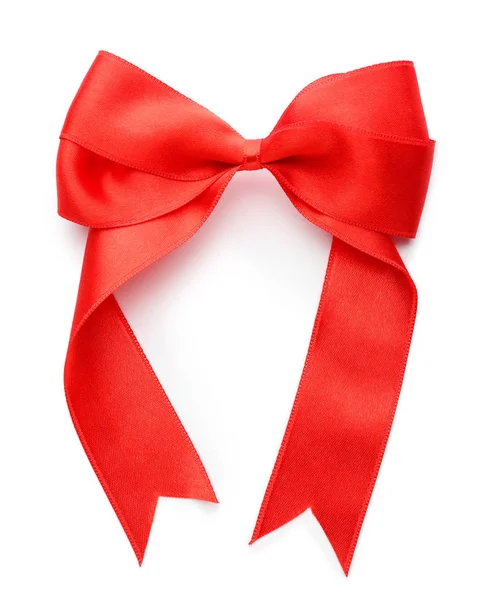 Beautiful Bow Red Ribbon White Background — Stock Photo, Image